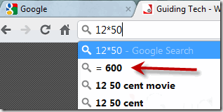 quick calculation in Chrome